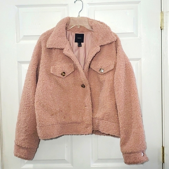 Forever 21 Faux Shearling Teddy Jacket Size Large - Picture 1 of 14